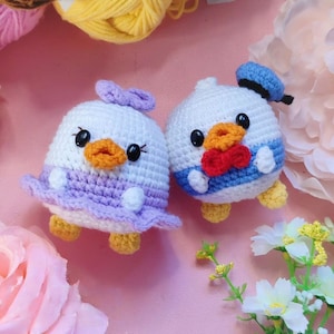 Valentine Crochet Cute Duck Couple Cartoon Characters PDF Pattern, Duck Amigurumi PDF Pattern, Crochet Cute Keychain Animal Gift for Lover