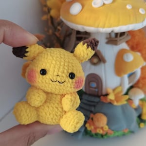 Pika Pika Mini Crochet PDF Pattern, Cute Yellow Pika Keychain Amigurumi Tutorial, Crochet Cute Animal, Cute Cartoon Character Handmade Gifts