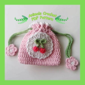 Kirsch Tasche Häkelanleitung, Kirsch Geldbörse MUSTER, Obst Geldbörse MUSTER, PDF Amigurumi Pattern English, Häkelanleitung In englischer Sprache