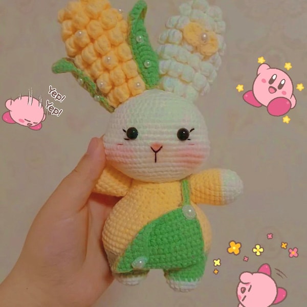 Crochet Corn Bunny PDF Pattern, No-sew Crochet Pattern, Bunny Amigurumi PDF Pattern, Cute Rabbit Crochet Pattern, Crochet Farm Animal Gift