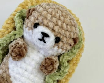 かぎ針編みの赤ちゃんカワウソのPDFパターン、かわいいカワウソの編み