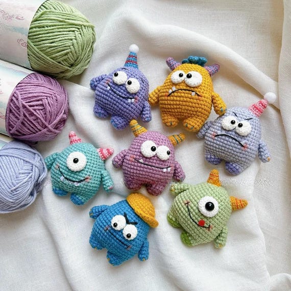 Mini Monsters Crochet PDF Pattern, Monster Set Crochet Tutorial, Cute Monster Keychain Amigurumi Pattern, Sweet Halloween Crochet