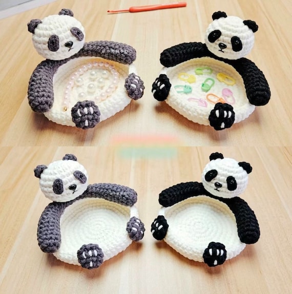 パンダコースターかぎ針編みPDFパターン、縫わないかぎ針編みパターン