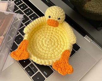 Duck Coaster Crochet PDF Pattern, Low-sew Crochet Pattern, Duck Amigurumi PDF Pattern, Rubber Duckling Coaster, Crochet Farm Animal Gift