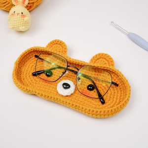 Bear Eyeglasses Holder Crochet PDF Pattern, Low Sew Bear Glass Holders - Beginner Friendly, Amigurumi Cute Bear Glass Holder Crochet