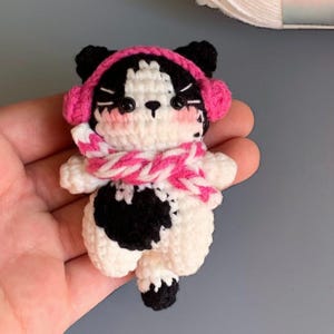 Stilvolle Mini Katze Schlüsselbund Muster, gehäkelte Katze Amigurumi Englisch PDF Muster, niedlichen Tier häkeln, Mini Kitty Muster, Geschenk häkeln