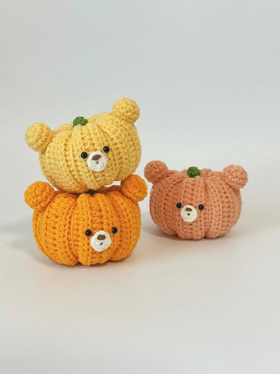 ハロウィン★カボチャくま ハロウィンかぼちゃのクマのかぎ針編みパターン、ハロウィン用の