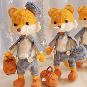 Crochet Detective Fox PDF Pattern, Crochet Fox Amigurumi PDF Pattern, Crochet Cute Animal, Detective Fox Crochet Pattern,Crochet Animal Gift