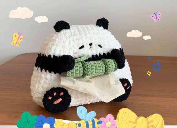 Crochet Panda Tissue Dispenser PDF Pattern, No-sew Crochet Pattern, Panda Amigurumi PDF Pattern, Tissue Dispenser Crochet Kitchen Home Decor