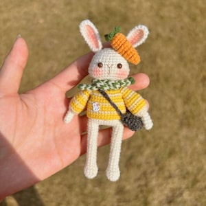 Rabbit Long Leg Keychain Crochet PDF Pattern, Crochet Bunny Amigurumi PDF Pattern, Crochet Cute Animal, Cute Keychain Crochet, Crochet Toy
