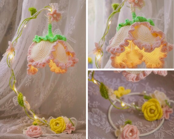 Crochet Flower Lamp PDF Pattern, Crochet Beautiful Lamp Amigurumi PDF Pattern, Desk Lamp Crochet Pattern, No sew Crochet Home Decoration