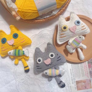 かぎ針編みのユニークなかわいい猫のキーホルダー PDF パターン、かぎ針編みの猫のアミグルミ PDF パターン、かわいい子猫のキーホルダーかぎ針編み、かぎ針編みのハンガー動物ギフト