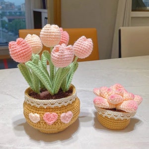 Tulip Pot Crochet PDF Pattern, Tulip Pot Crochet Amigurumi PDF Pattern, No-sew Uncinetto Pattern, Tulip Pot Carino, Regalo all'uncinetto, Appendino all'uncinetto