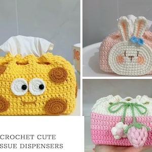 Modello PDF di simpatici distributori di tessuto all’uncinetto, modello all’uncinetto senza cuciture, modello PDF di amigurumi di formaggio, distributore di tessuti all’uncinetto, arredamento carino per la casa