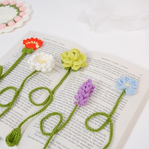 Segnalibro a forma di fiore all'uncinetto senza cuciture, modello PDF, segnalibro a forma di fiore all'uncinetto facile, modello Amigurumi, simpatico tutorial in inglese per segnalibro all'uncinetto