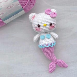 Meerjungfrau Kitty PDF Muster häkeln, Katze Amigurumi PDF Muster häkeln, Süßes Tier häkeln, Süße Katze häkeln Muster, Tier Geschenk häkeln