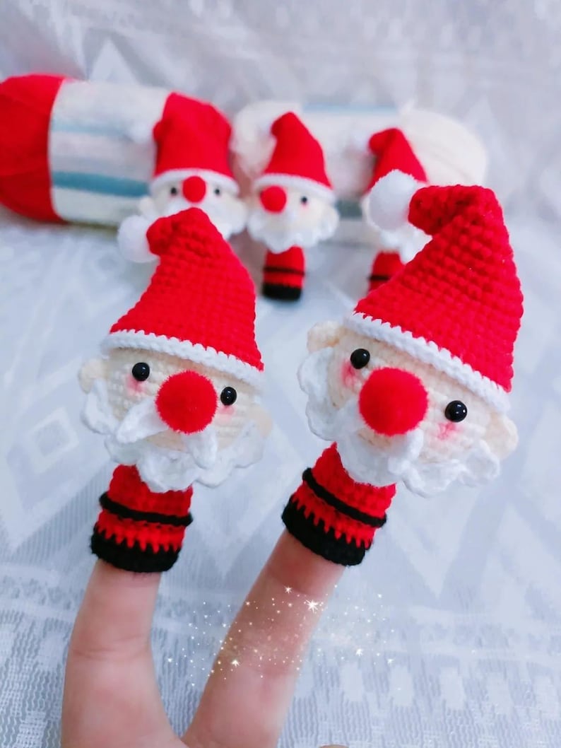 Crochet Santa Finger Puppet PDF Pattern - Fun Holiday Play Toy for Kids ...