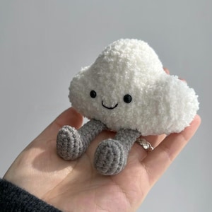 Crochet Cloud Pet Keychain PDF Pattern, Low Sew Crochet Cloud Amigurumi PDF Pattern, Crochet Cute Keychain, Crochet Gift, Hanger Pattern