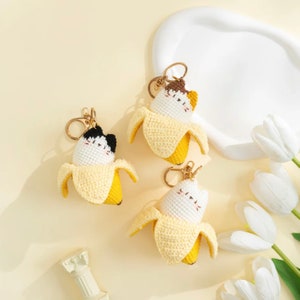 Crochet Cute Cat Banana Keychain PDF Pattern, Crochet Cat Amigurumi PDF Pattern, Crochet Cute Animal, Kitty Crochet Pattern, Crochet Gift