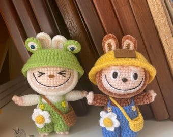 Labubu Crochet PDF Pattern, Cute Smiling Bunny Crochet Amigurumi Tutorial, Crochet Creepy Bunny Plushie Pattern, Cute Animal Crochet