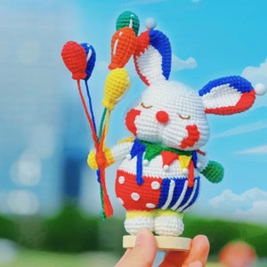 Crochet Rabbit Clown Halloween PDF Pattern, Cute Halloween Crochet Amigurumi Tutorial, Creepy Clown Crochet Happy Halloween