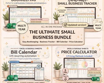 2026 Small Business Bundle Inventory Tracker Order Tracker Product Handmade Pricing Calculator Smart Bill Calendar Google Sheet Excel