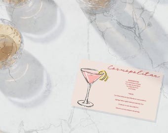Cocktail Recipe Cards Canva Template – Printable Drink Menu – Home Bar Decor – Instant Download PDF