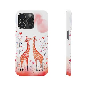 Loving Giraffes iPhone Case - iPhone 12 13 14 15 16 Pro Plus Pro Max Mini Hearts Colorful Valentine&#39;s Day Gift Adult Teen Kid Animals