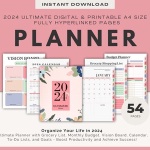 Digitaler Monatsplaner 2024: Goodnotes, Ipad, A4 (PDF)