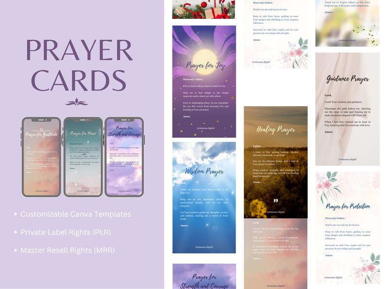 Inspirational Prayer Cards | Editable Christian Prayer Templates | PLR ...