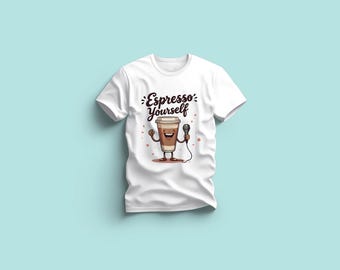 Espresso Yourself T-Shirt: Lustiges Kaffee-Liebhaber-T-Shirt aus Bio-Baumwolle