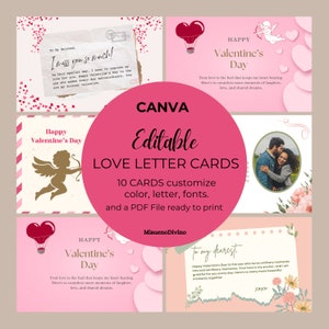 Tarjetas con cartas de amor románticas: para él, para ella, tarjeta de San Valentín para el esposo / Tarjetas de felicitación / Canva editable