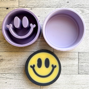 Zweiguss-Silikon Seifenform | Einbetten Seifenform | Silikonform schmelzen und giessen | Conditioner Bar Form | Lotions Bar | Balsam Bar | Smiley-Gesicht