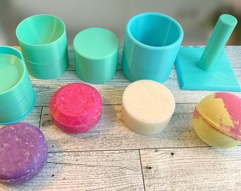 Four Molds in One | Shampoo Bar Press | Bath Bomb Mold | Tablet | Shower Steamer Mold | Hand Press | Solid Shampoo | Syndet Bar | 3D Printed
