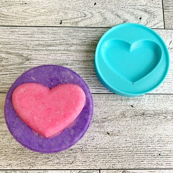 Heart Shampoo Bar Insert | Shampoo Bar | Syndet Bar | Shower Steamer | Bath Bomb Press | Love | Solid Shampoo | Hand Press Mold 3D