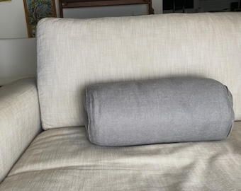 Round Pillow, Bolster Pillow, Decorative Pillow, Throw Pillow, Natural Fabric Pillow, Couch Pillow, Bed Pillow