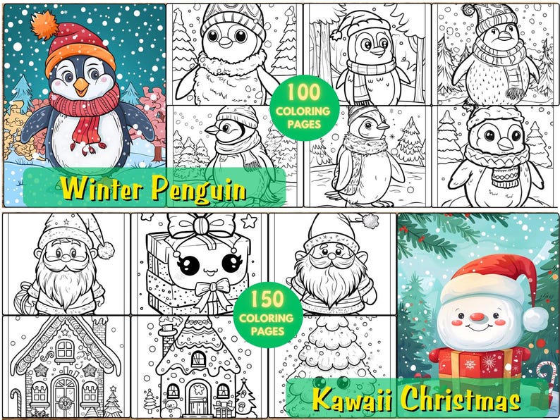 1400 Pages Christmas Coloring Bundle, Nutcracker, Chibi, Unicorns