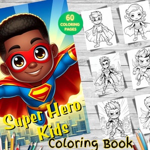 60 Printable Superhero Coloring Book for Kids & Teens, Cute Hero ...