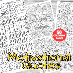 50 citações motivacionais para colorir, páginas para colorir de afirmação positiva para adultos e adolescentes, páginas para colorir para aliviar o estresse, PDF para impressão