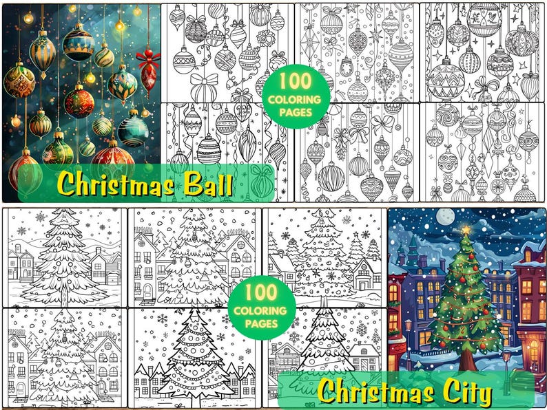 1400 Pages Christmas Coloring Bundle, Nutcracker, Chibi, Unicorns