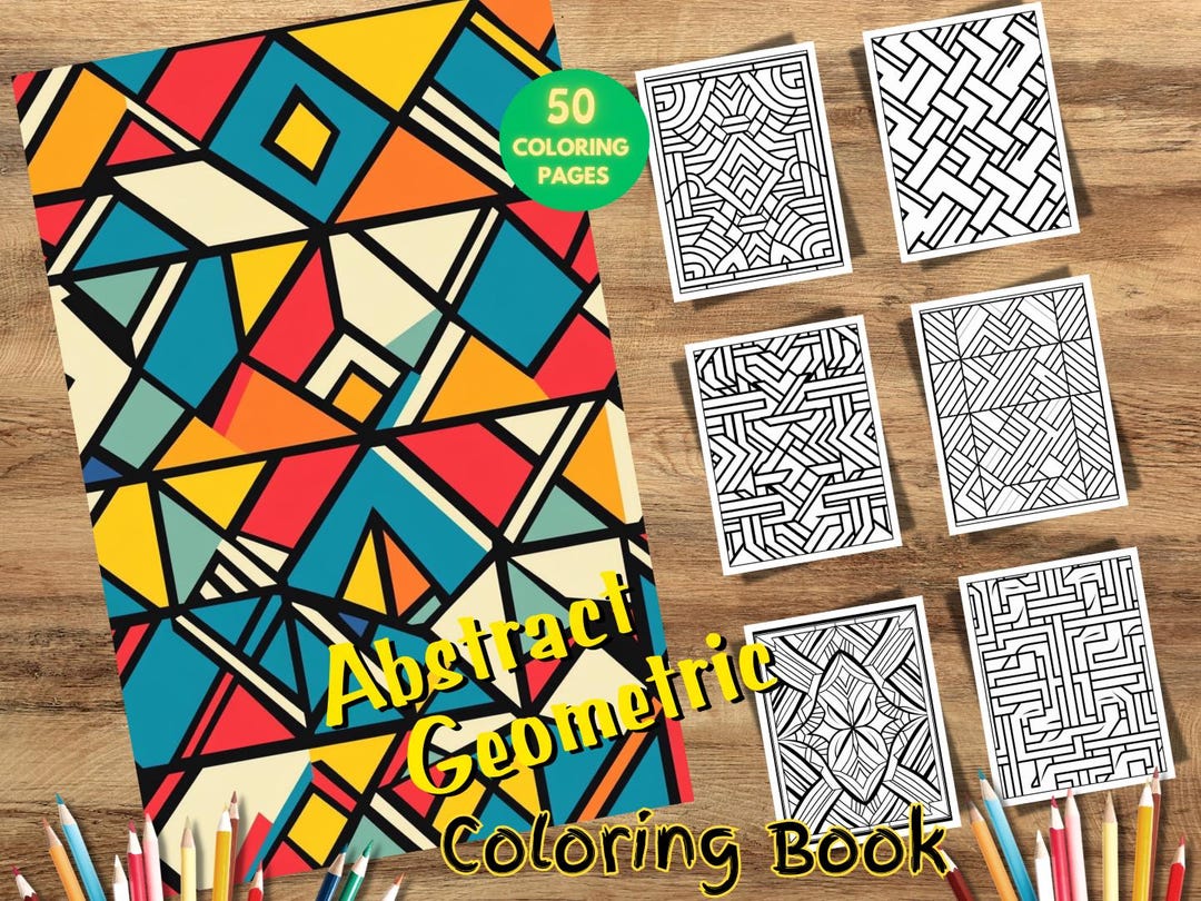 50 Geometric Abstract Pattern Coloring Book, Intricate Mindful Designs ...
