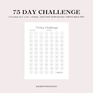75 Tage Challenge Printable | 75 Tage Challenge Tracker | 75-Tage-Challenge | Habit Tracker | Fitness-Tracker | Tor-Tracker