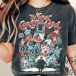 Retro 90S The Muppet Christmas Carol Comfort Colors Shirt, Kermit The Frog Gonzo Miss Piggy Xmas Movie Sweatshirt, Merry Christmas Party Tee