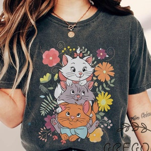 Disney The Aristocats Floral Comfort Colors Shirt, Disney Marie Aristocats Sweatshirt , Marie Berlioz Toulouse Aristocats Tee