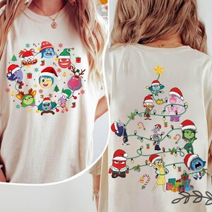 Pixar Inside Out Christmas Light Tree Comfort Colors Shirt,  Inside Out Cartoon Emotions Friends Sweatshirt,  Disneyland Matching Gift Tee