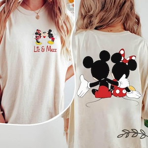 Custom name Lover Mickey and Minnie Two Sided Comfort Colors Shirt, Disney Valentines Matching Lover Sweatshirt, Disney Couple Valentine Tee