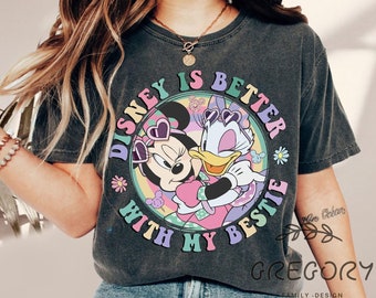 Vintage Minnie Daisy Disney Is Better With My Bestie Comfort Color Shirt, Disney Girl Trip Best Friends Sweatshirt,Disney Group Matching Tee