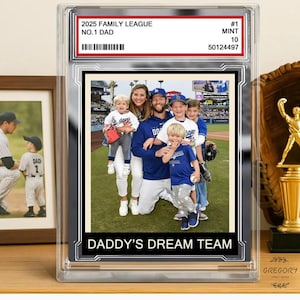 Placa de acrílico com foto de beisebol personalizada – Presente personalizado para o Dia dos Pais das crianças – Cartão de lembrança do time dos sonhos do papai