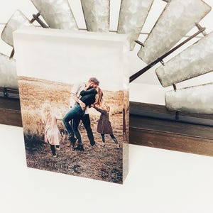 Custom Acrylic Photo Block – Personalized Picture Gift for Wedding, Pet, Family, Handwriting, or Memorial – Freestanding Display