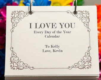 Custom I Love You Calendar - Personalized 365 days, Desk Calendar, Daily Calendar